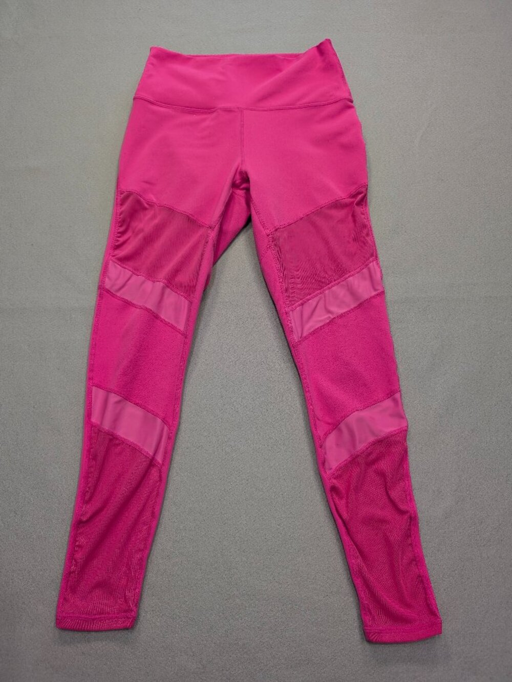 Fabletics PowerHold Hot Pink Mesh Panel Compression Leggings